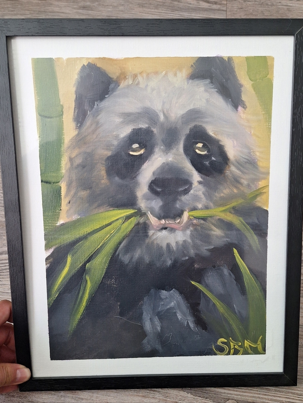 Oil Painting Panda habitat 11x14 measurements